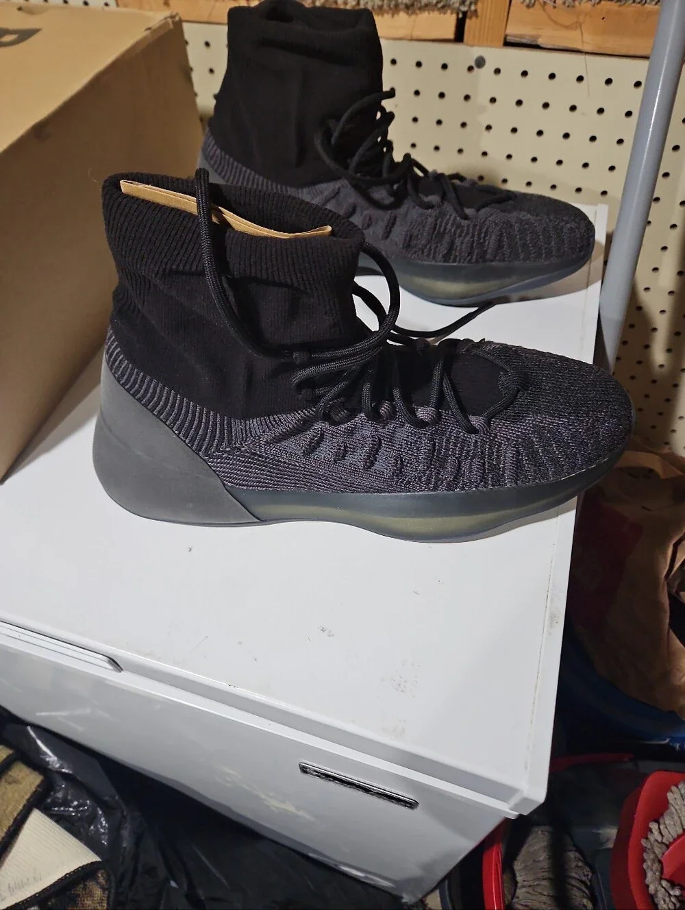 Men's High-Top Knit Sneakers in Black Yeezy Knit Basketball